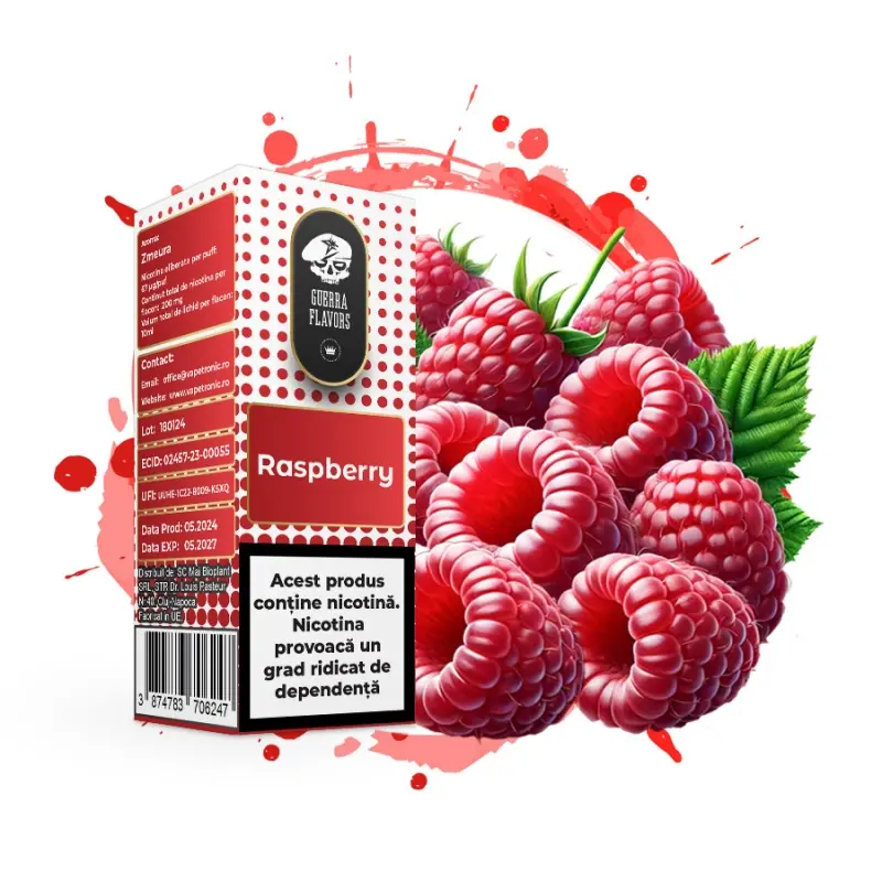 Lichid GuerraLiq SALT 10 ml - RASPBERRY 20 MG Lichid GuerraLiq SALT 10 ml - RASPBERRY 20 MG